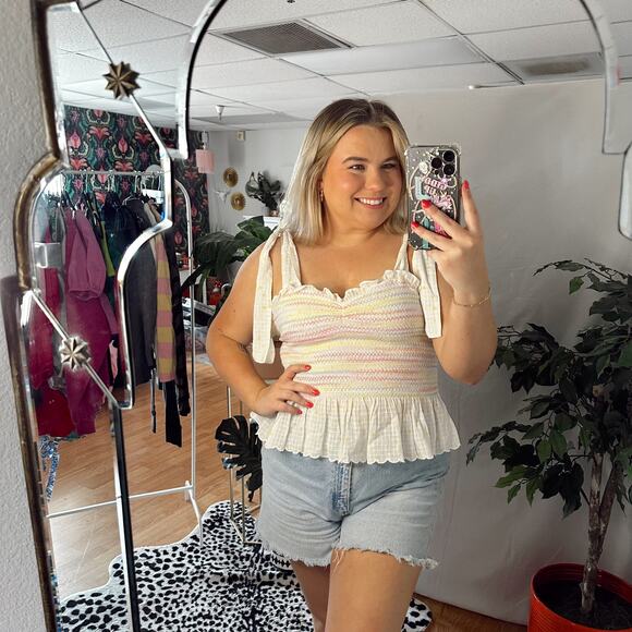 LoveShackFancy Tops - LoveShackFancy Smocked Bucky Tank in Butter Yellow Size medium